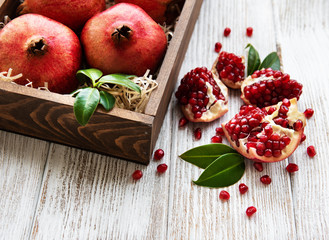 Ripe pomegranate fruits