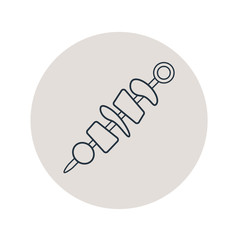 Icono plano lineal brocheta en círculo color gris