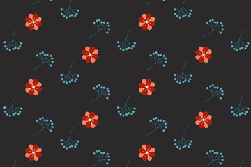 Red and Peach Flowers Vector Background