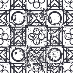 Retro seamless art deco vintage pattern. Geometric ornamental vintage texture with grunge effect.