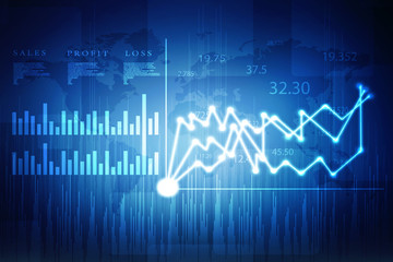 2d rendering Stock market online business concept. business Graph 