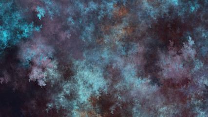 Abstract blue and brown fantastic clouds. Colorful fractal background. Digital art. 3d rendering.