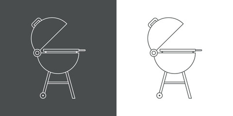 Icono plano lineal grill en gris y blanco