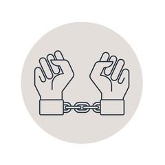 Icono plano manos con cadena en círculo color gris