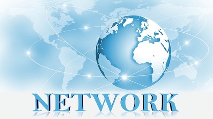 NETWORK - 3D letters in front of background image Business or Internet Concept of Global Network