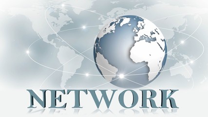 NETWORK - 3D letters in front of background image Business or Internet Concept of Global Network