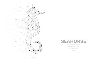 Polygonal wireframe mesh futuristic with seahorse, sign on white background. Vector lines, dots and triangle shapes, connecting network, digital molecules technology, connection structure. © DELstudio