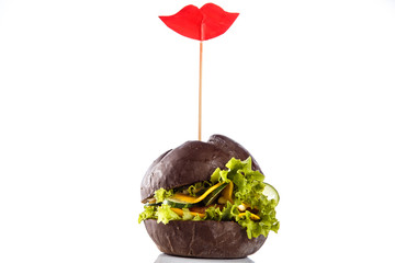 burger on a white background close up