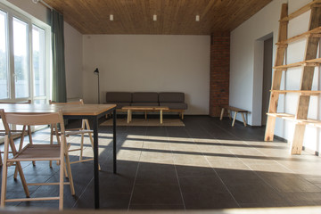 Interior of dining room scandinavian style