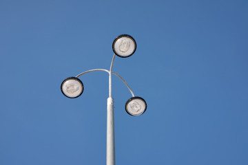 street lamp on blue sky