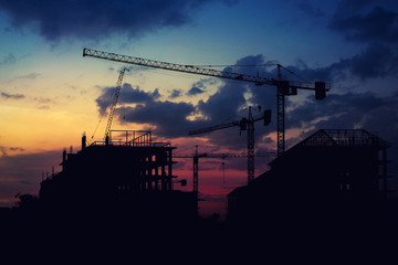 Construction crane and construction site.