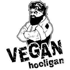 Vegan hooligan. Vector illustration. T-shirt print. Eps 10