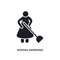 woman sweeping isolated icon. simple element illustration from humans concept icons. woman sweeping editable logo sign symbol design on white background. can be use for web and mobile