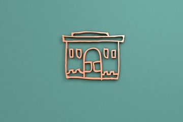 beige color Illustration of Exposition on green blue background