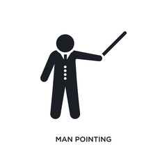 man pointing isolated icon. simple element illustration from humans concept icons. man pointing editable logo sign symbol design on white background. can be use for web and mobile