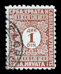 Stamp issued in Kingdom of Serbs, Croats and Slovenes shows numeric value, circa 1931.