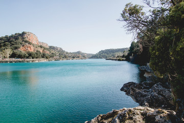 Fototapeta na wymiar La Lengua Lagoon in Lagunas de Ruidera Natural Park, Spain