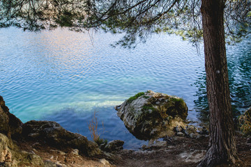 Blue turquoise water in Lagunas de Ruidera, Spain