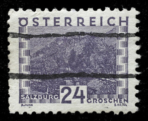 Stamp printed in Austria shows Hohensalzburg Fortress, Salzburg, circa 1932.