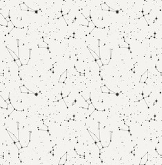 star constellation black and white seamless vector pattern