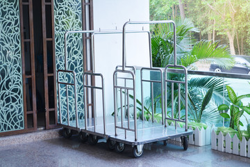 Wheelchair of bell boy in the hotel