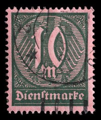 Stamp issued in German Realm shows numeric value, circa 1920.