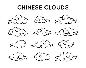 Asian style, Chinese clouds set vector