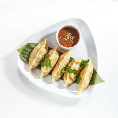 Oriental Fried Dim Sum, Gyoza, Dim Sum or Jiaozi Isolated