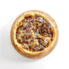 Hot Crispy Focaccia with Pesto Sauce Top View Isolated