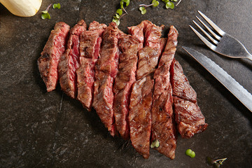 Thick Slices of Hot Grilled Whole Machete Steak