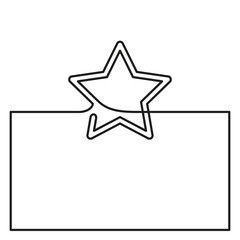 Continuous line drawing of blank box border with star, Black and white minimalistic linear illustration made of one line