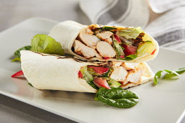 Chicken Shaverma, Gyro or Doner Kebab with Vegetables