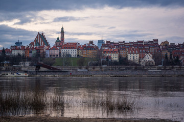 Old town over the Vistula river in Warsaw, Poland