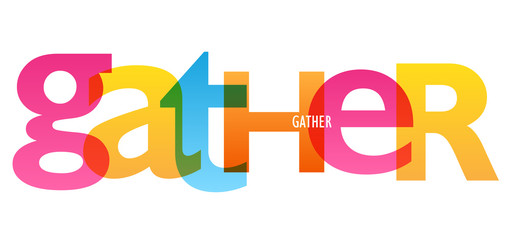 GATHER colorful typography banner