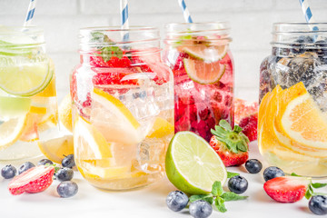 Various fruit and berry lemonade