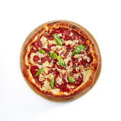 Hot Pizza Diabolo with Jalapeno Pepper Isolated on White Background