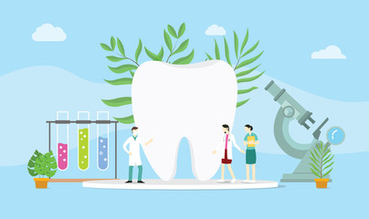 dental health concept with doctor and some equipment - vector