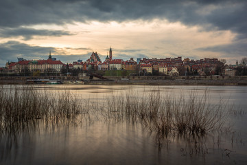 Old town over the Vistula river in Warsaw, Poland