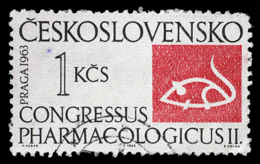 Stamp printed in Czechoslovakia shows International Pharmacological Congress, circa 1963.