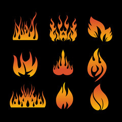 Fire set icon logo template