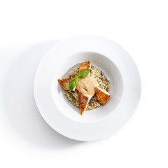 Tasty meal served in bowl