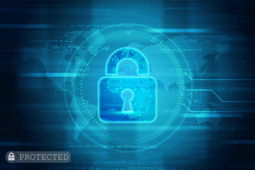 2d illustration Safety concept: Closed Padlock on digital background