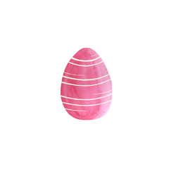 watercolor pink easter egg isolated on white background