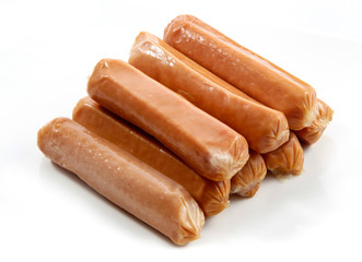 sausages, Hot Dog sausages on a white background