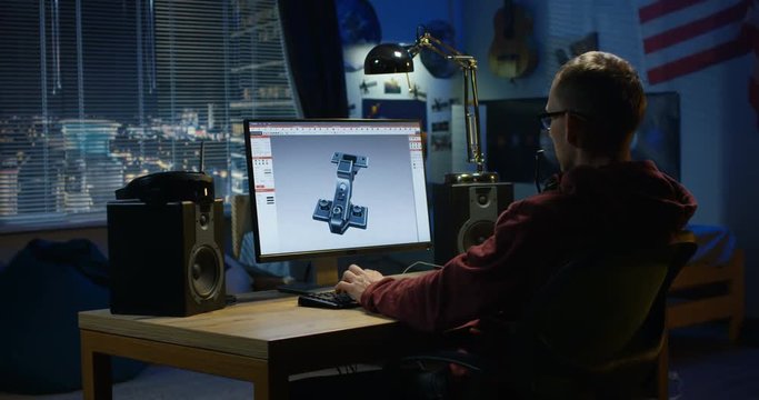 Man designing hinge on a computer