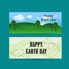 Earth Day Banner with Nature and floral