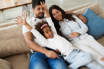 Happy family having fun times