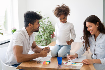 Fototapeta premium Happy familiy spending fun time at home