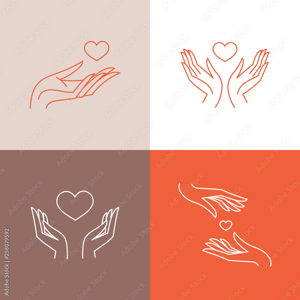 Aufkleber vector set of logo design templates in trendy linear style