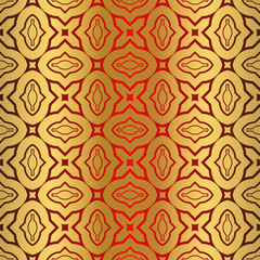 Retro Beautiful Seamless Geometric Ornament Vector Illustration. Abstract. Paper For Scrapbook. For your advert design, presentation, wallpaper, business. Gold red color